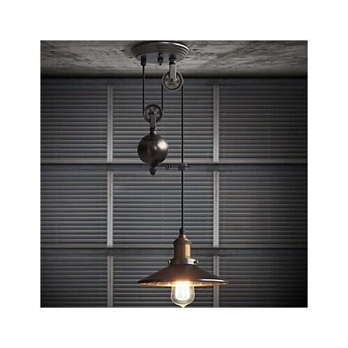 Nordic loft retro industrial wind pulley lift pendant light Restaurant Bar droplight