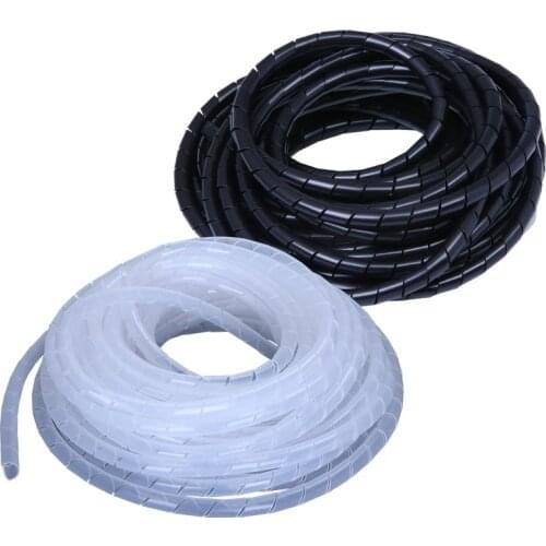 Spiral wrapping band SWB-10 diameter 10mm About 10M Length Black White Cable casing Cable Sleeve Winding pipe Spiral Wrapping