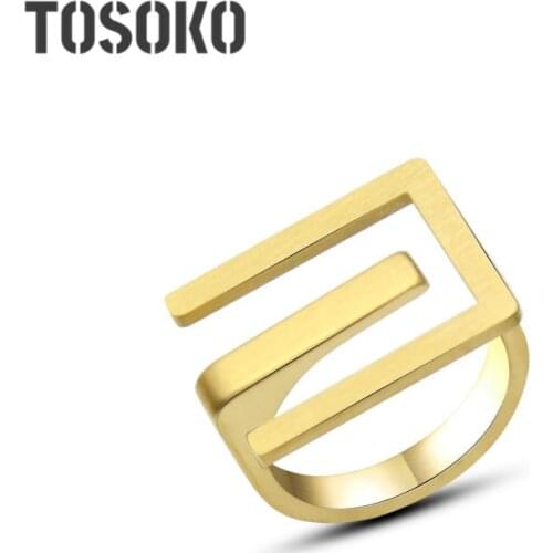 TOSOKO Stainless Steel Jewelry Geometric Ring Cool Ring For Female BSA054