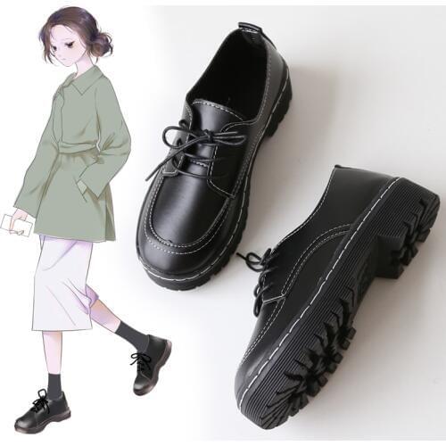 British style black chic jk uniform shoes female ins tide Japanese female jk shoes Korean version of the spring flat student