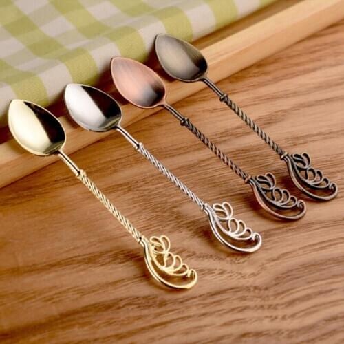 Golden Feather Spoon Vintage Coffee Spoon Wings Retro Staff Series Coffee Spoon Stirring Spoon Dessert Spoon Gold Scoop