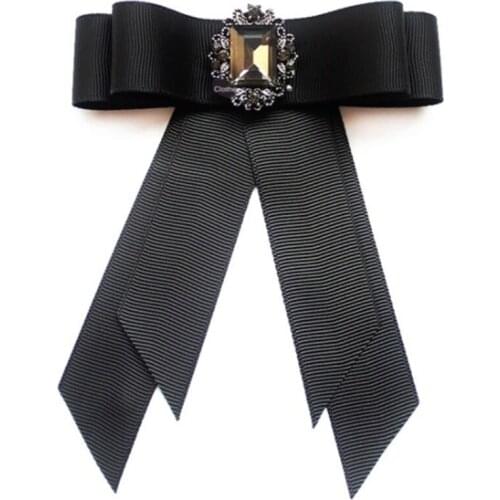 Y166 Vintage Pre-Tied Neck Tie Brooch Faux Pearl Bow Tie Corsage Wedding Party Decoration