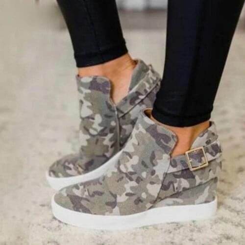 Women Canvas Vulcanized Shoes Camouflage Platform Sneakers Casual Spring Autumn 2021