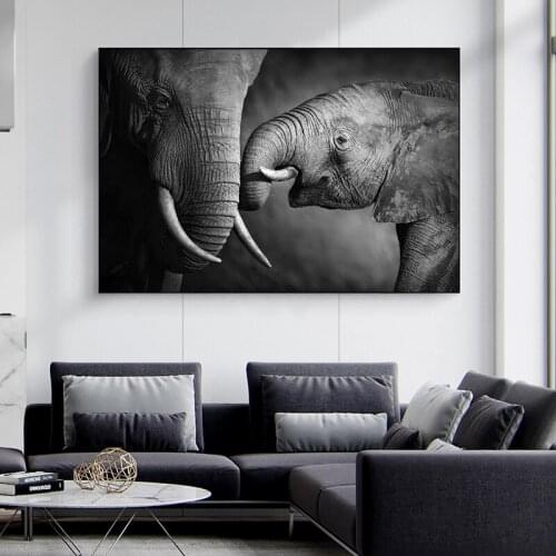 Animal Wall Art Canvas Paintings African Elephant Landscape Posters and Prints Modern Nature Pictures Decoration for Living Room
