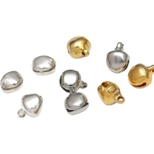 50pcs 6/8mm Gold Bells DIY Handmade Bracelet Necklace Earrings Making Women Fashion Handwork Jewelry Findings Accessories