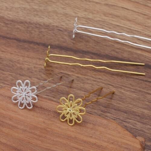 20PCS 18mm Copper Sheet Hair Sticks Settings 75*10mm U Shape Hair Pins Base For DIY Jewelry Making