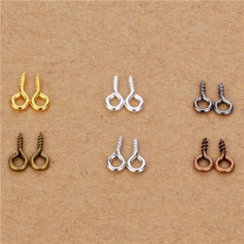 200ps/lot 4x9mm Mini Eye Pins Eyepins Hooks Eyelets Screw Threaded Metal Jewelry Pendant Clasps for DIY Jewelry Making