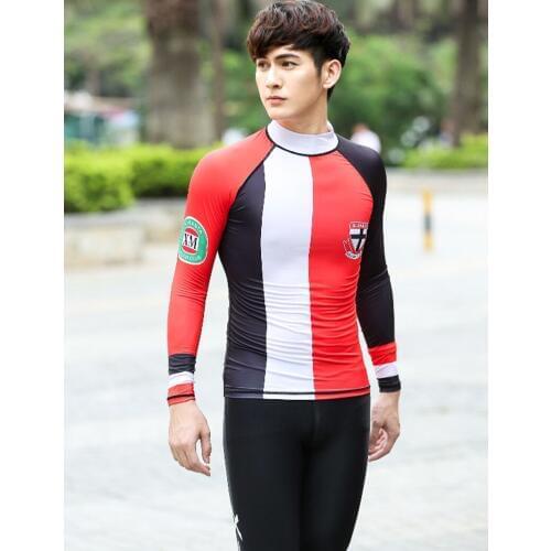2016 Mens Long Sleeve Rash Guard Shirts Men Patchwork Surf Swimwear Rashguard Swim Diving Tops Man Sun-Protective Clothing 3XL