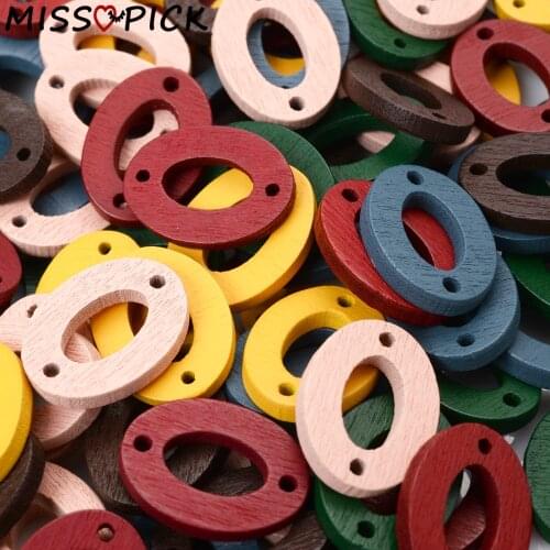 30pcs/lot 20x15mm Multicolor Hollow Oval Shape Natural Wood Beads Loose Beads Jewelry Making Handmade Diy Accessories Wholesale