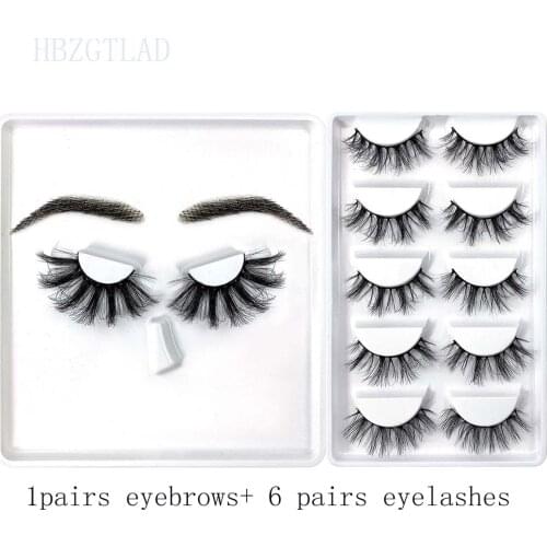 3D Eyebrows+3D Mink Eyelashes Natural Long Eyelashes Natural Short False Eyelashes Mink Makeup Natural Wispy 3D Mink Eyelashes