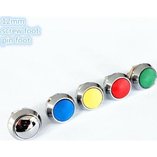 5 Pcs 12mm momentary metal push button switch Colored switches Spherical Stainless Steel Car Modification Horn Doorbell Switch