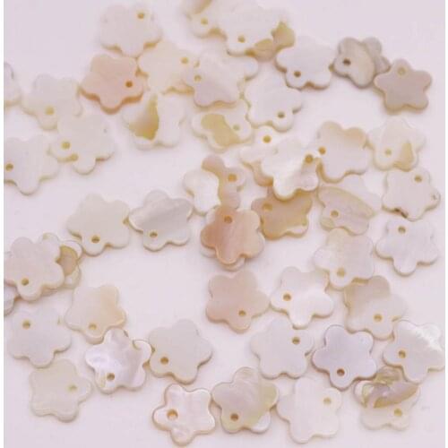 50 PCS 11mm Flower Shell Natural Beige White Mother of Pearl Jewelry Making