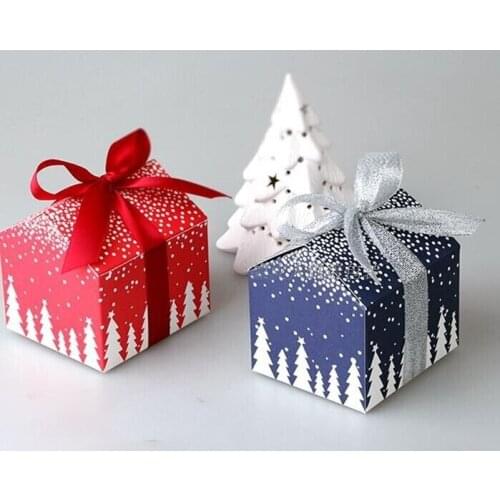 50pcs/lot Snowy day Christmas house style mini gift box, baking packaging, blue house West Point boxes, biscuit boxes, candy box