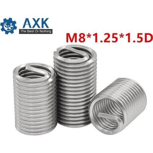 50pcs M8*1.25*1.5D Wire Thread Insert Stainless Steel 304 Wire Screw Sleeve M8 Screw Bushing Helicoil Wire Thread Repair Inserts