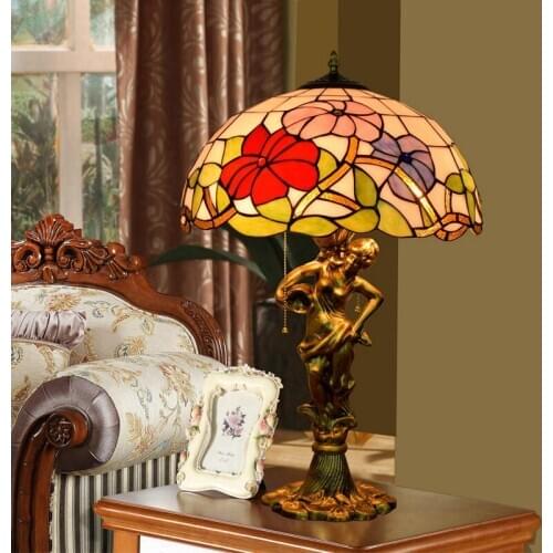 8 12'16 20'' European pastoral style stained glass table lamp shade color retro bedside night decoration lamp Tiffany table lamp