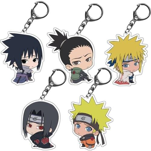 Anime Naruto Figures Keychain Charms Accessories Cute Cartoon Uchiha Itachi Sasuke Acrylic Keychain Holder Chain Toys Kids Gift