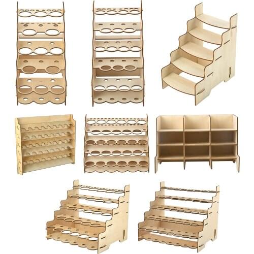 Basics Craft Paint & Brush Organizer Rack, Holds up to Bottles and Brushes ,Wood Finish