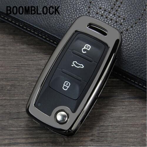 BOOMBLOCK For VW Bora Jetta MK6 Polo Skoda Yeti Rapid Octavia Fabia Tiguan 2016 2017 2018 Zinc alloy Car Key Cover Case Shell