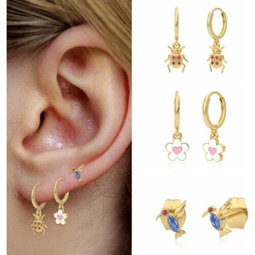 CANNER DIY Fine Jewelry 925 Sterling Silver Earrings For Women Girl Engagement Gift Tiny Drop Oil Piercing pendientes plata 925