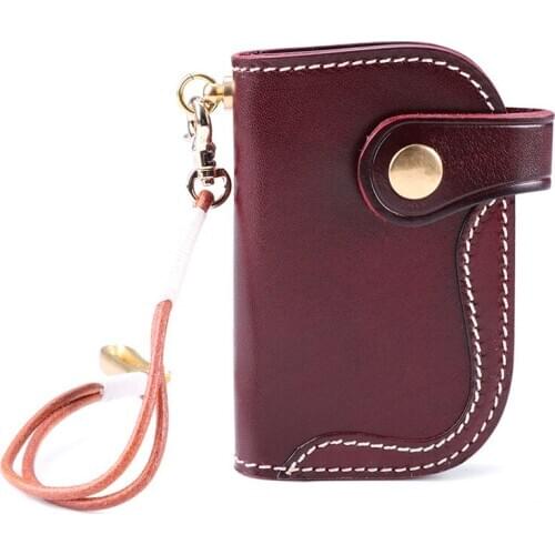 Key Case Genuine Cow Leather Key Wallet Holder Men Cowhide Zipper Car Key Bag Case Card Holders Coin Purse Organizer Housekeeper