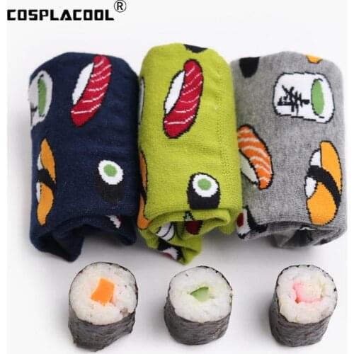 [COSPLACOOL]Harajuku Funny Socks Sushi/Pineapple/Hamburger/Chili Creative Socks Women Cartoon Happy Cute Socks Calcetines Mujer