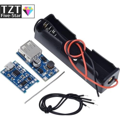 DIY Kit Micro USB 5V 1A 18650 TP4056 Lithium Battery Charger Module +600MA SB Mobile Power Boost Board +18650 Battery Box Case