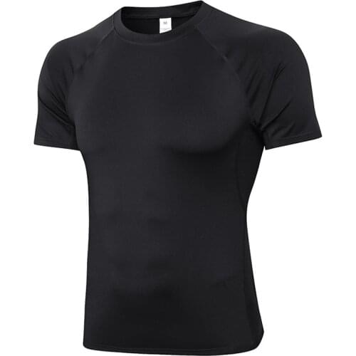 New High Elasticity Quick Dry Short Sleeve Running T Shirt For Men Rashgard Gym Fitness Training Sports Shirts Male Clothing