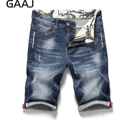 GAAJ Jeans Shorts Men Cotton Jean Ripped Summer Capri Mens Cowboys Biker Distressed Hip Hop Streetwear Denim Short Jean For Man