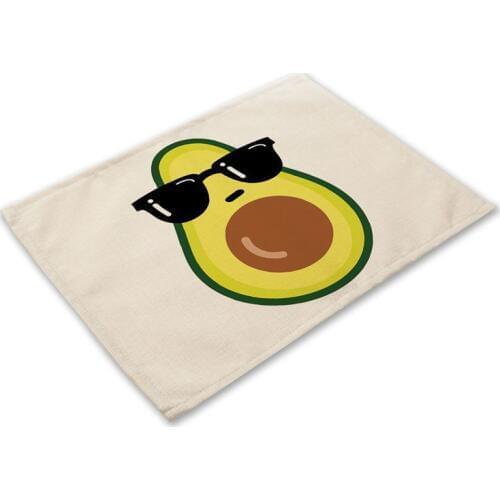 Funny Avocado Pattern Placemat Fruit Dining Table Mat Cotton Linen Drink Coaster Bowl Cup Mats Kitchen Pads 42*32cm Home Decors