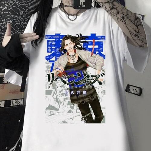2021 Japanese Tokyo Revengers Printing Tshirt Male Men Women Baji Keisuke Draken Mikey White Short Sleeve