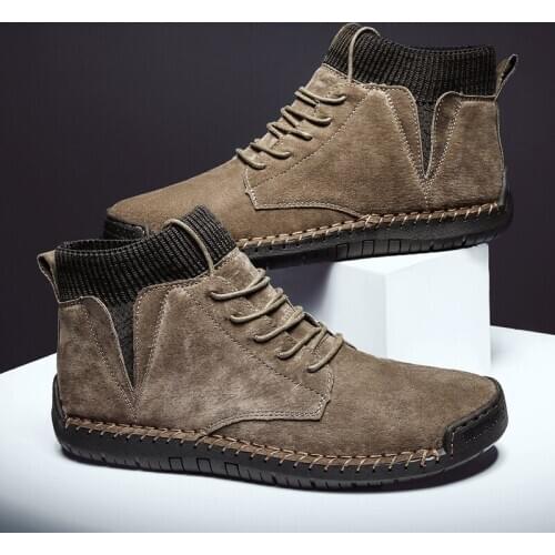 Men black bota shoe man wear leather italian leisure casual Sneaker para fashion mens work Casual home for brown flat boot de