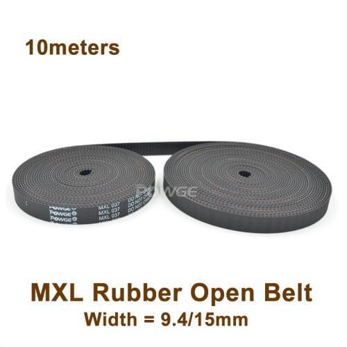 POWGE 10meters MXL Open Timing Belt Width 9.4/15mm MXL Rubber Synchronous Belt MXL Timing Pulley MXL-037 MXL-15