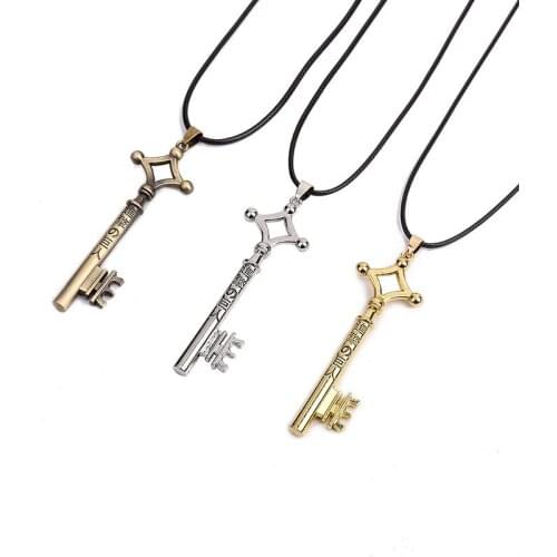 MeetLife Attack Titan Eren Key Necklace Anime Shingeki No Kyojin Scout Corps Necklace Anime Jewelry