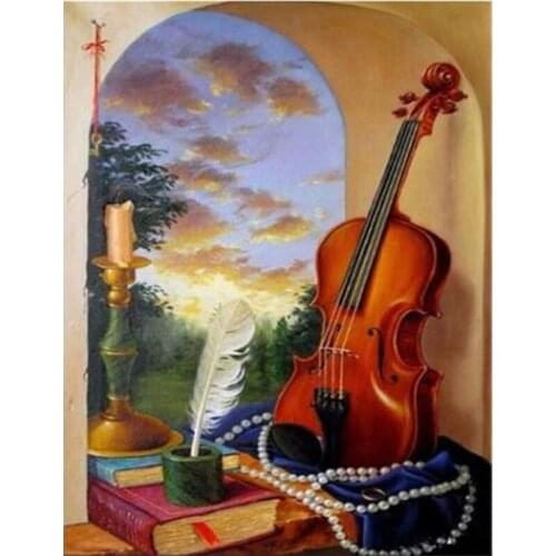 Full Square/Round Diamond Painting New Arrival Violin Guitar Landscape Handmade Gift Diamond Embroidery Home Decor