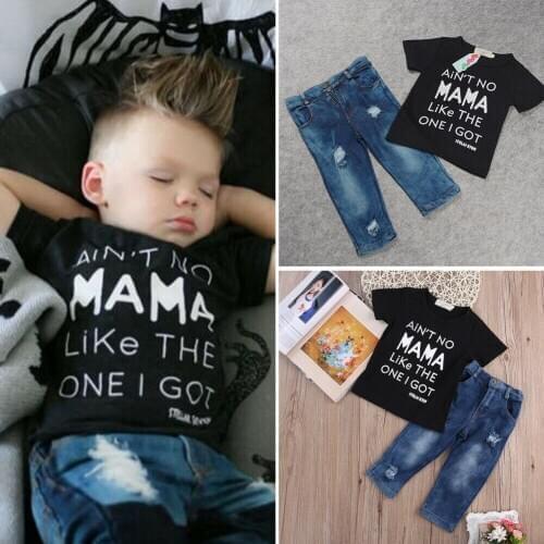 Pudcoco 2019 Newest Fashion Newborn Toddler Kids Boys Clothes T Shirt Tee Top Denim Pants Outfits Set