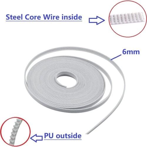 MEGA 1M GT2 PU Steel Wire Belt Timing Open Upgraded Belt Part for 3D Printer Width 6mm 2GT Pulley GT2 Belt Free Shipping