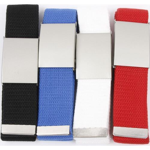 Belt For Women Men Woven Canvas Waistband Metal Buckle Straps Belts Thin Skinny Waistband Adjustable Belt Clothes Accessories