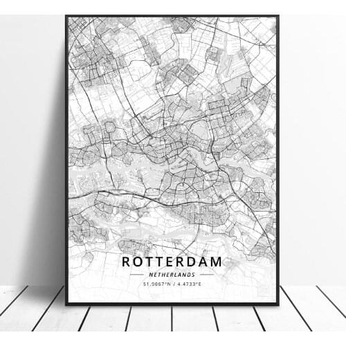 Hd print Hilversum Fijnaart Breda Eindhoven Rotterdam Delft Apeldoorn Netherlands Map canvas Poster wall art painting frame