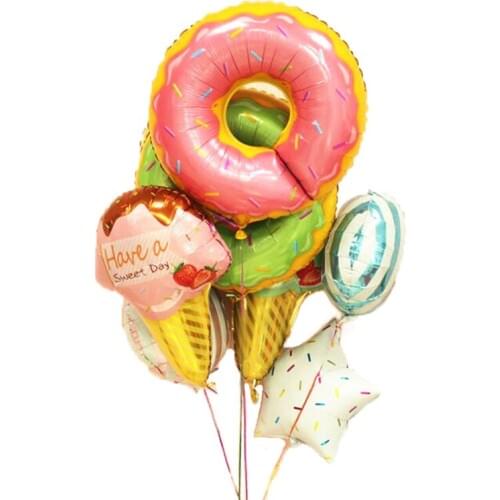 Pink Donut Foil Balloon Fruit Ice Cream Helium Balloon baby shower Birthday Party Decoration Kids Toy Sweet balloon supplies