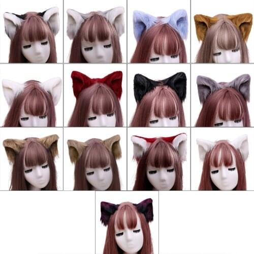 Sweet Lovely Furry Animal Beast Ears Hair Clips Anime Lolita Wolf Cat Cosplay Plush Hairpins Halloween Party Costume