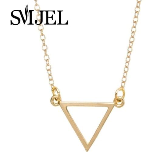 SMJEL New Fashion Jewelry Minimalist Triangle Line Necklaces Women Boho Geometric Shape Necklaces Bridesmaids Gift for Mothers