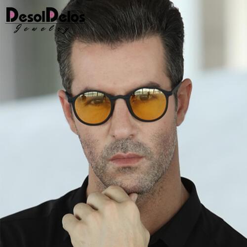 Night Vision Sunglasses Unisex Men Goggles Yellow Classic Round Frame Glasses Driver Night Driving Eyewear Male Female Glasses