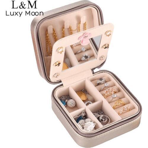 PU Leather Jewelry Organizer Bag Women Cosmetics Box Ladies Luxury Portable Storage Bags For Necklaces Ring Earrings Case XA853H