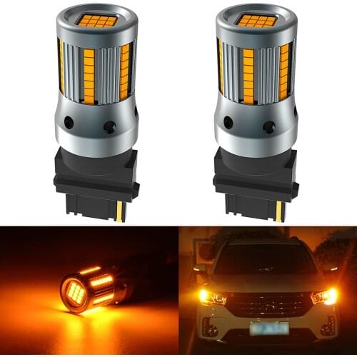 2pcs 3200lm Amber T20 7440 7440NA WY21W 1156 Ba15s P21W T25 3156 LED Canbus No Hyper Flash Built-in Resistor Turn Signal Lights