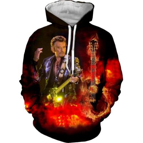 French Johnny Hallyday Sweatshirts Men Brand Hoodies 3D Print Hoodie Hip Hop Male Casual Rock Tracksuits Clothes Harajuku Tops