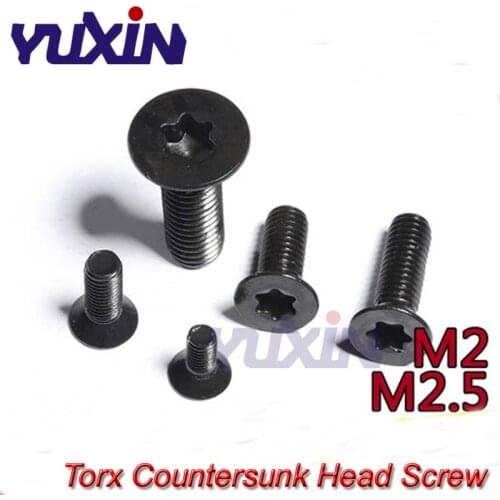 100Pcs/50Pcs Carbon Steel Flat Head Torx Screws Black Color M2 M2.5 M3 M4 Countersink Head Six Lobe Screw