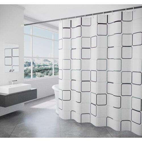 Refreshing Quick Dry Shower Curtain Cube Printed Bathroom Curtains Home Decoration Polyester Waterproof YL-0009