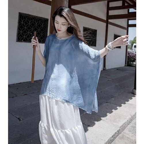 Women Summer Plus Size Spray Dyeing Tops Blouse Shirt Female Loose Shirt Ladies 2021 Oversized Smock