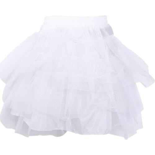 Women 4 Layer Elastic Drawstring Waist Underskirt Solid Color Short Petticoat Soft Tulle Mesh Puffy Tutu Skirt for Wedding Dress
