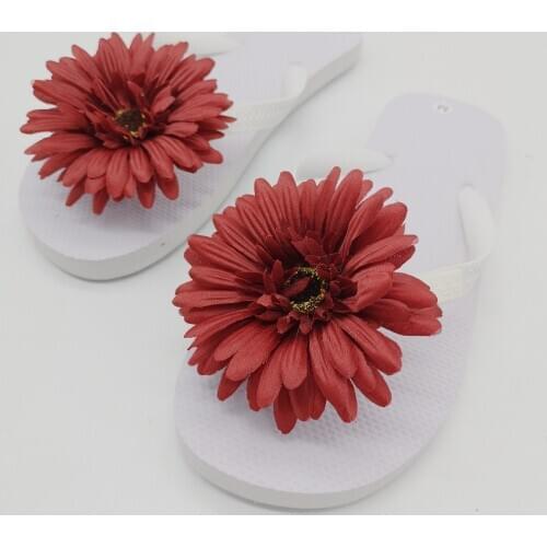 HAHA FLOWER Handmade Shoes Red Flowers Casual Sandals Flip Flops Cheap Women Beach Slippers Free Shipping Summer Dig size